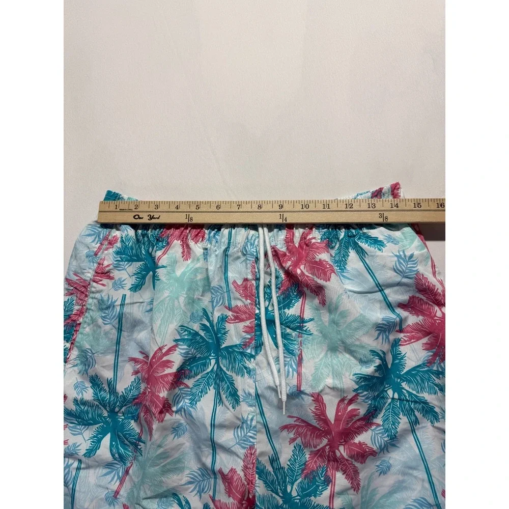 Red Melon Trunks Shorts Men Large Multicolor Palm Tree Print Mesh Lined Swimwear